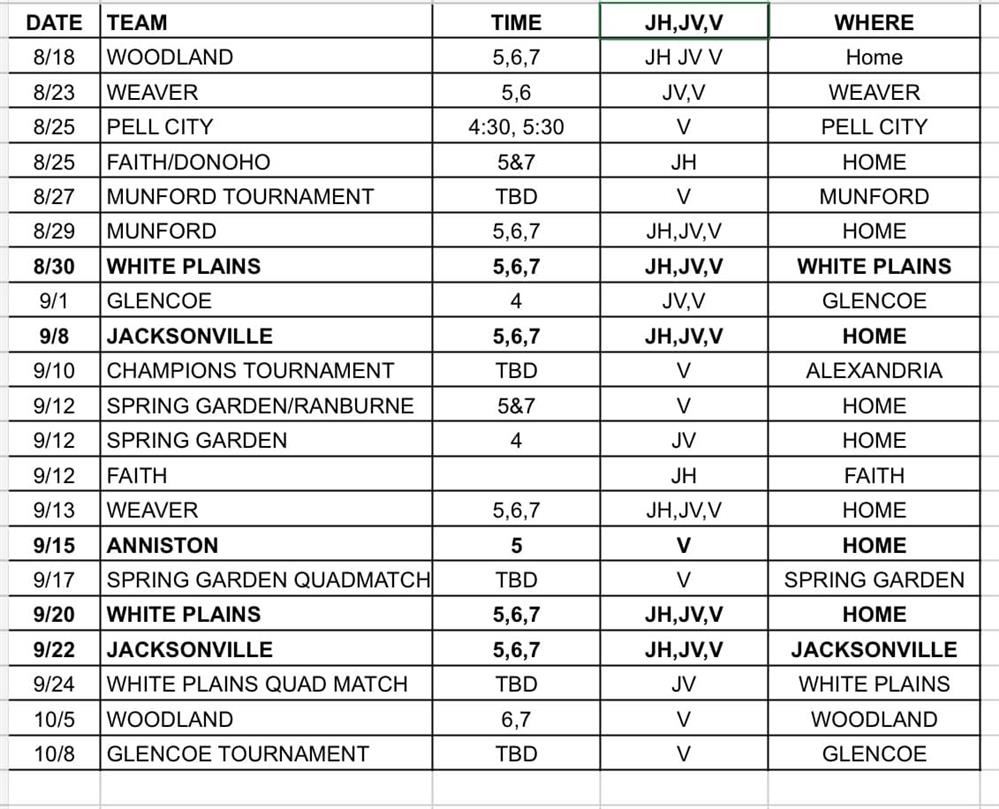 CCHS Volleyball Schedule 2022-2023